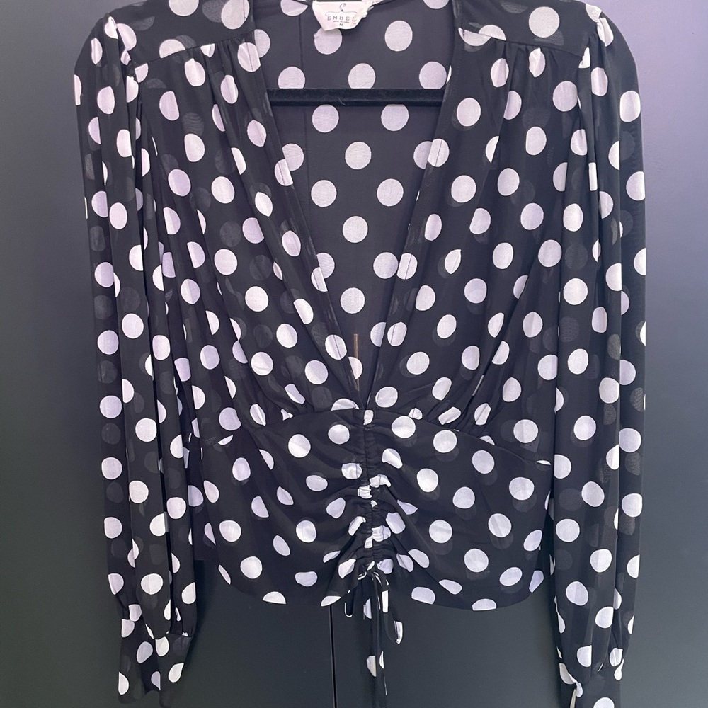 SHEIN Black and White Polka Dot Blouse